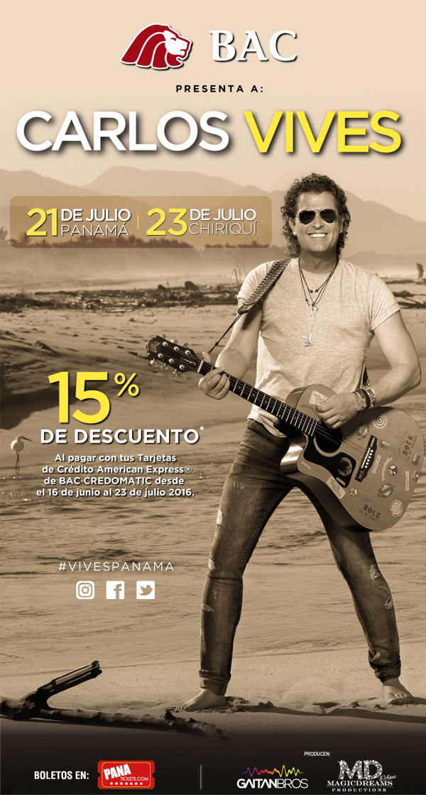 BAC Panamá presenta Concierto de Carlos Vives 